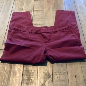 Old Navy Maroon High-Waisted Pixie Skinny Ankle Pants for Women Size 12P